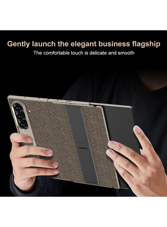 CATANES Kickstand Flip Case Alcatntra for Samsung Galaxy Z TriFold – Fabric Texture, Shockproof and Camera Protection, Midnight Blue - Image 2